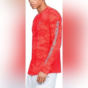 Men’s UnderArmor Loose Fit, Fishing Shirt - HeatGear, Red Camo, Size Medium